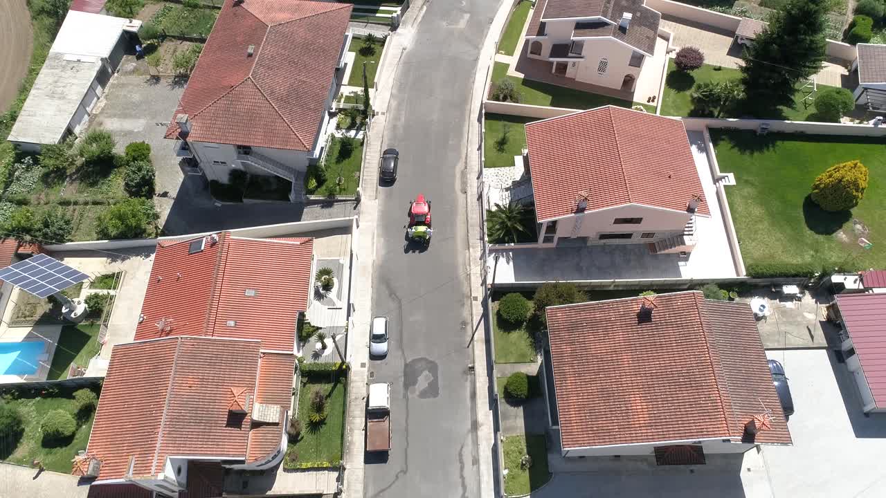 코로나 19 소독 공중 사진