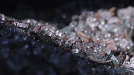 closeup shot of smashed glass for recycling at old factor, dolly out