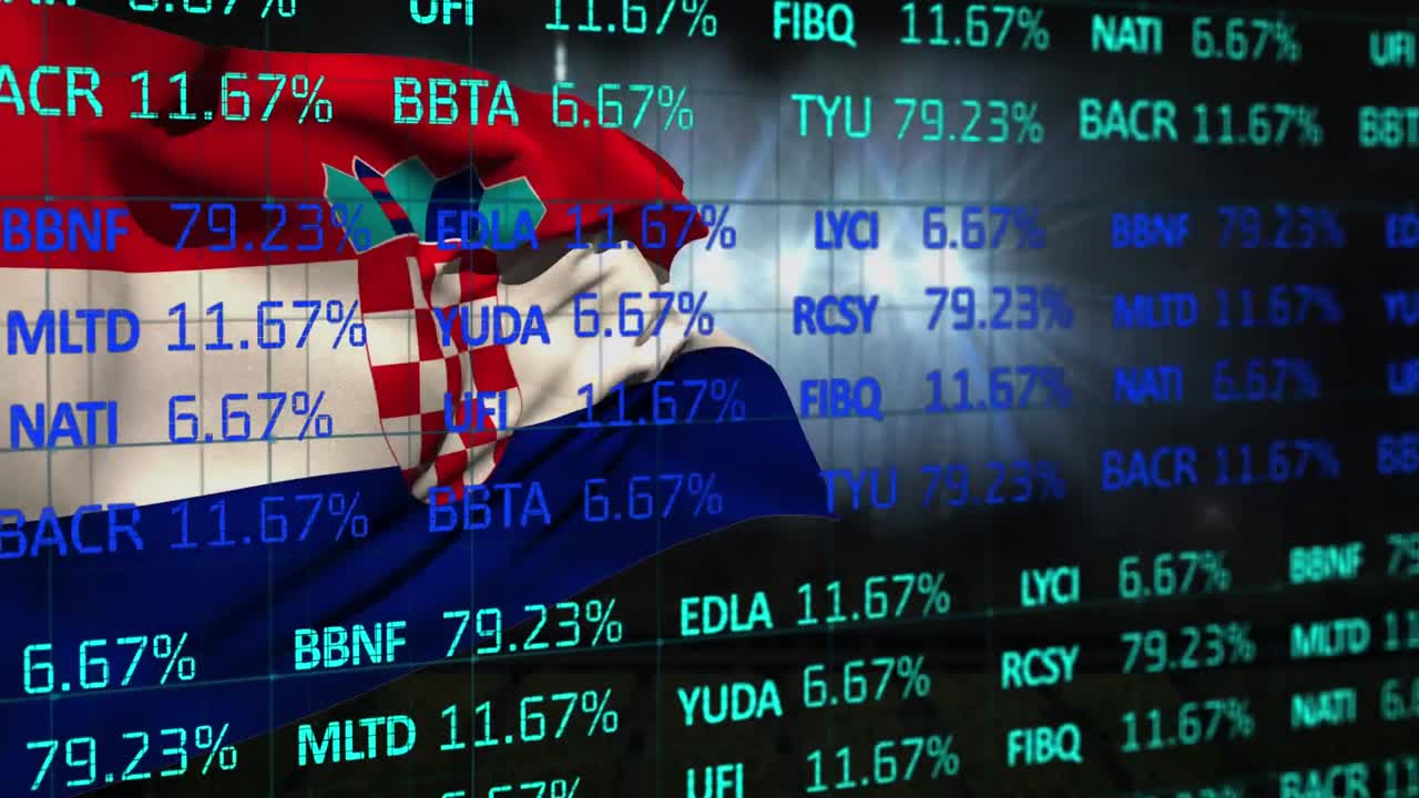 크로아티아의  ⁇ 발 위의 데이터 처리 애니메이션