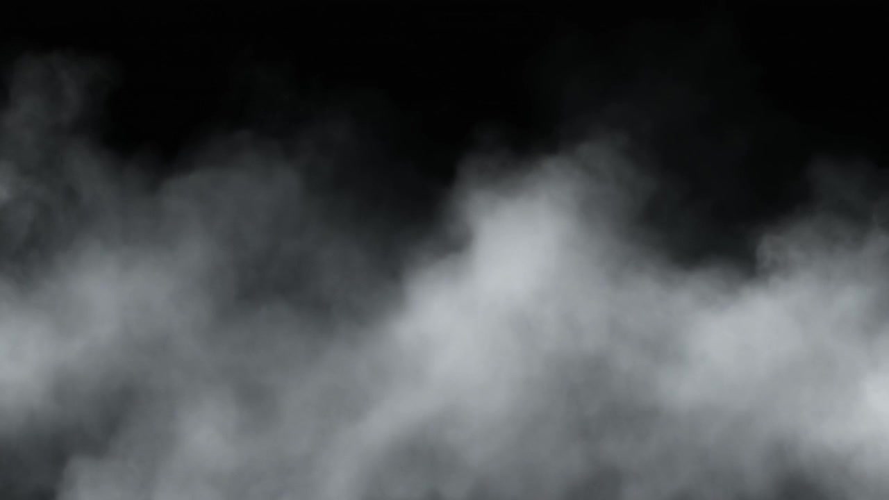Fumo bianco o nebbia che si propaga su sfondo nero