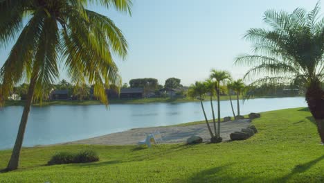 peaceful morning in a tropical beach on a small lake - miami florida