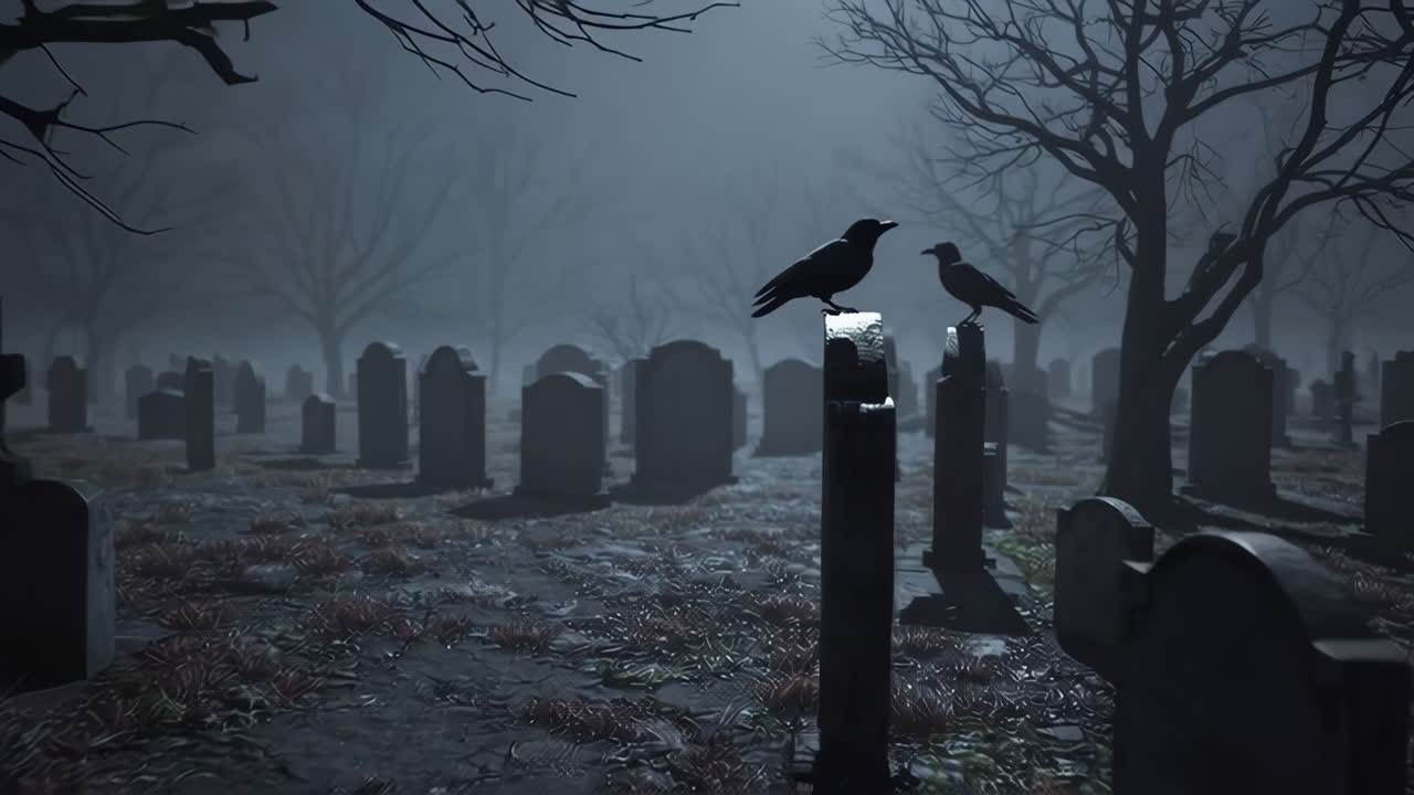 cementerio espeluznante por la noche