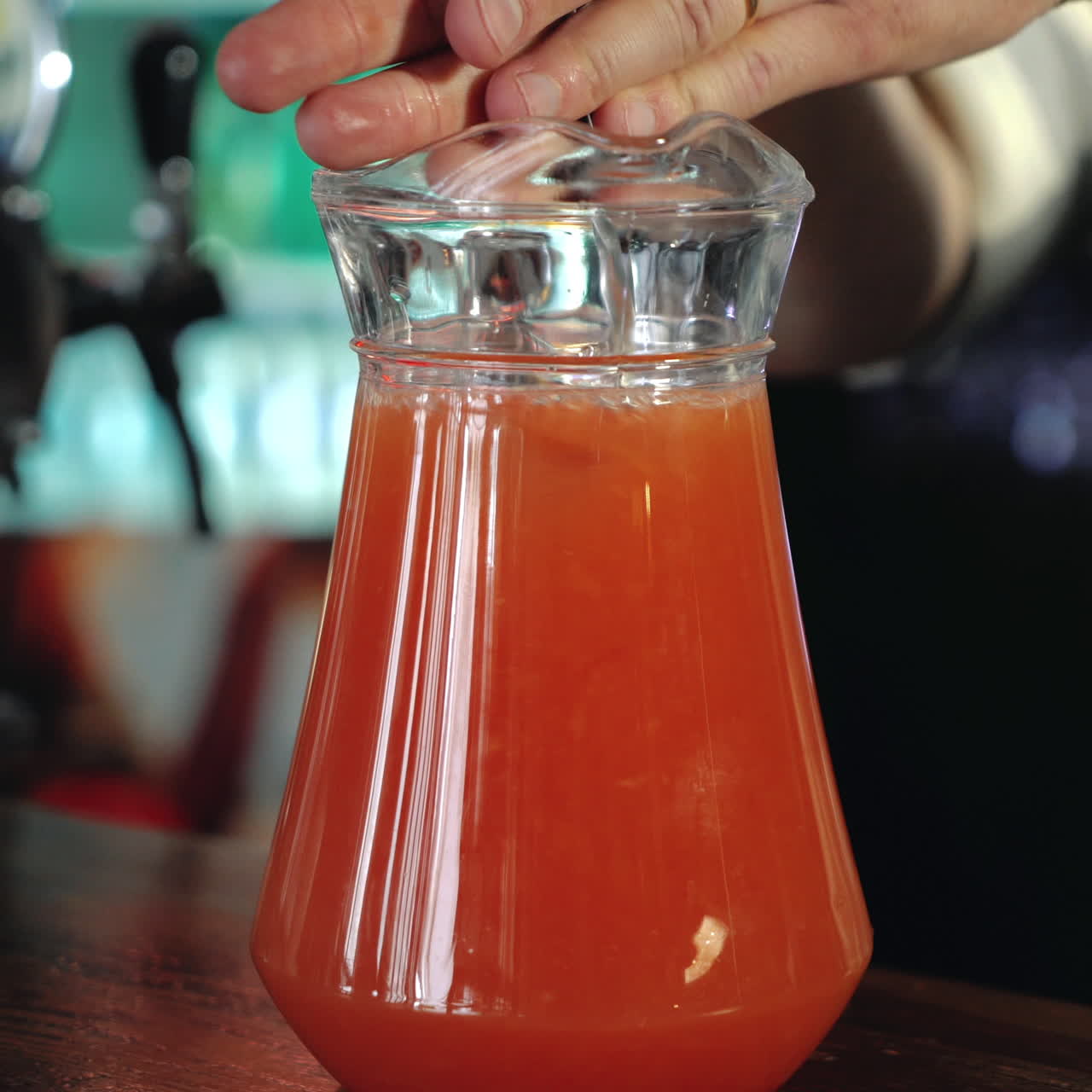 Barman prepares lemonade. Cooking fresh juice Sqare video