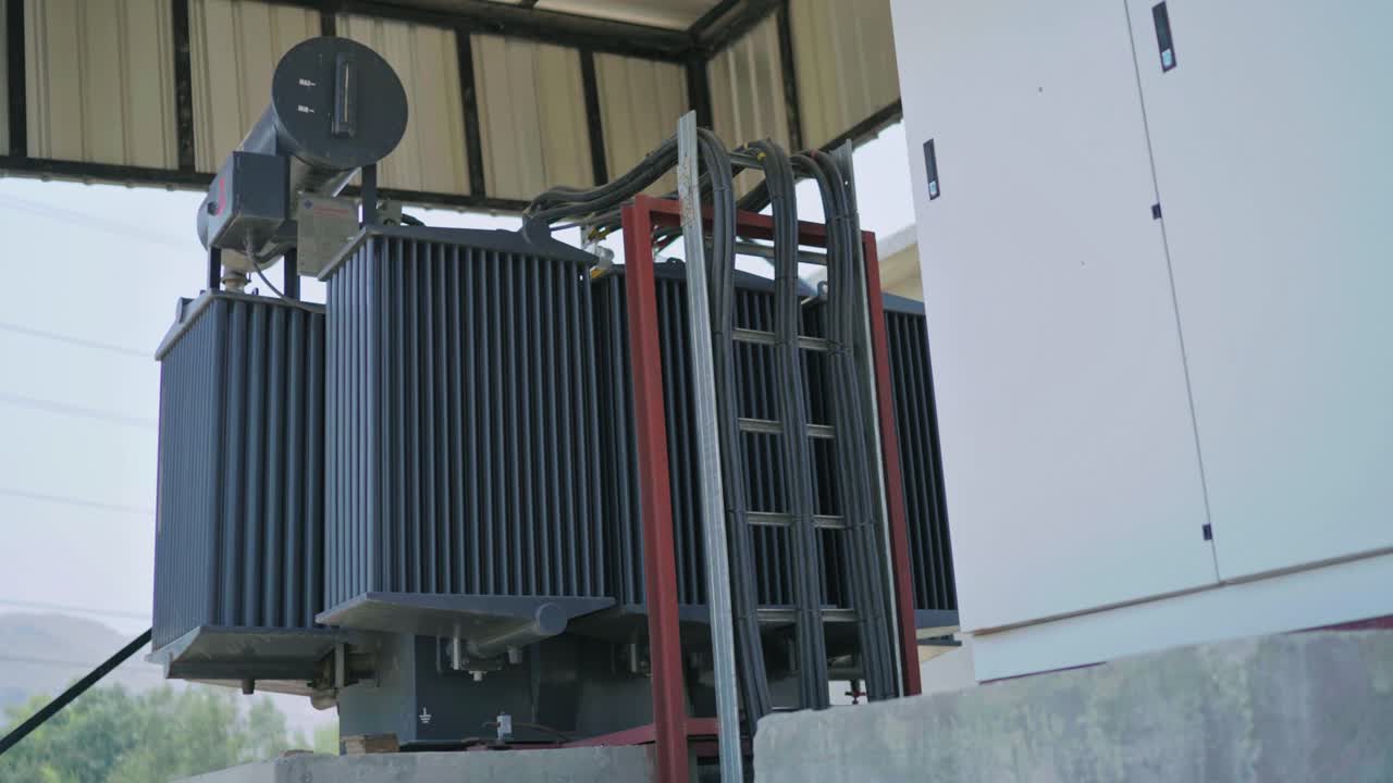 Revealing shot of electrical generators