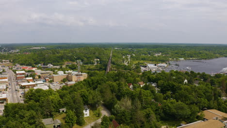 aerial view of parry sound, ontario on the shores of georgian bay, lake huron