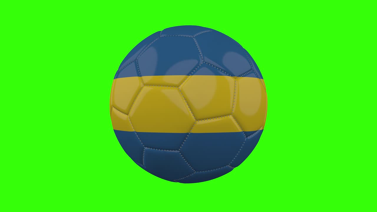 la bandera de suecia en la pelota gira sobre un fondo alfa verde transparente, bucle