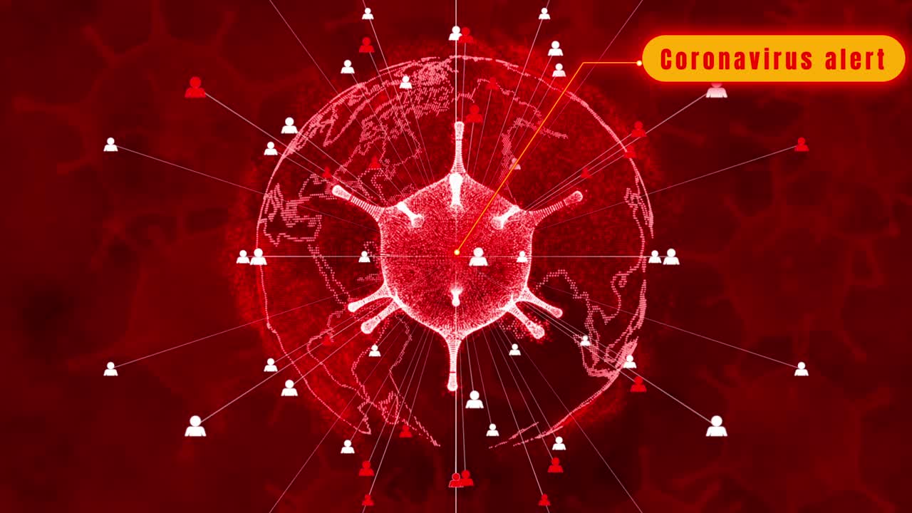 독감 바이러스 또는 미생물의 3d 렌더링 - 박테리아 감염의 급속한 증식 - 애니메이션 배경