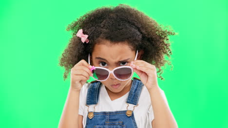 child, portrait and sunglasses with an attitude