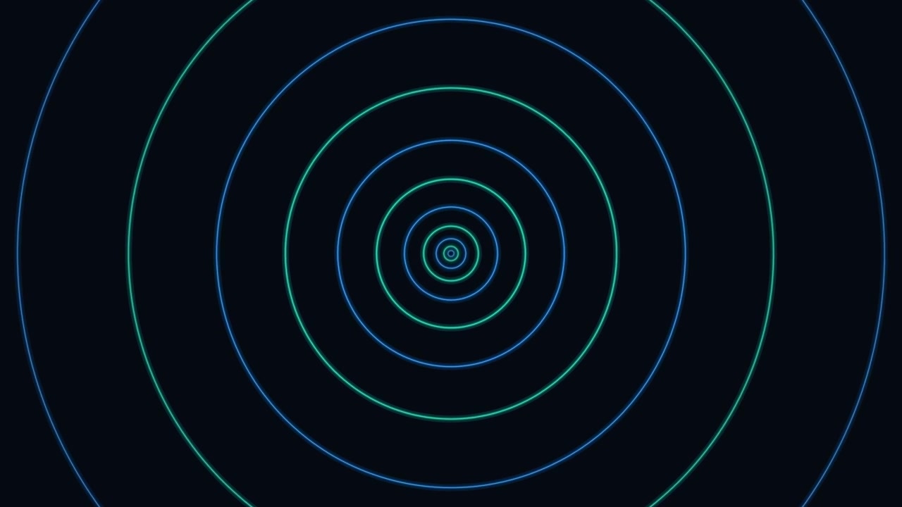Abstract Animation of Pulsing Concentric Circles in Blue and Green