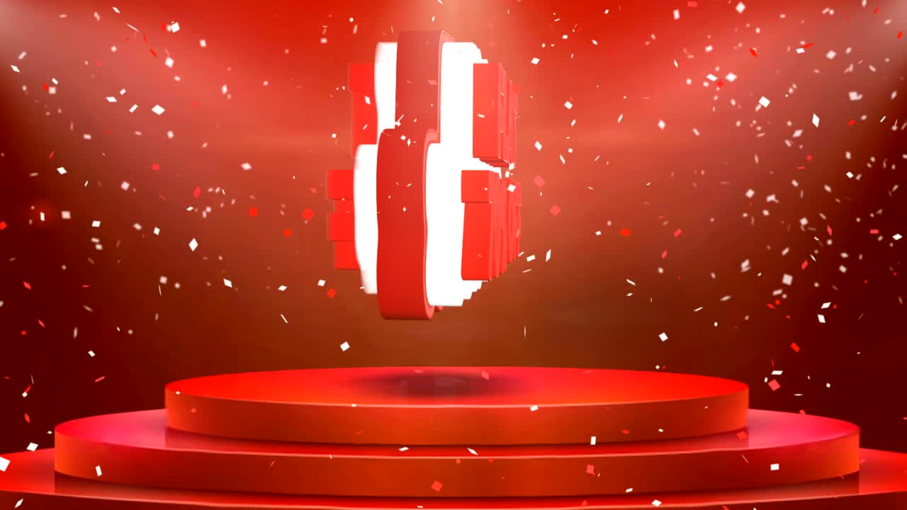 70 오프 플래트 텍스트 애니메이션 무대 포디움 콘페티 루프 애니메이션