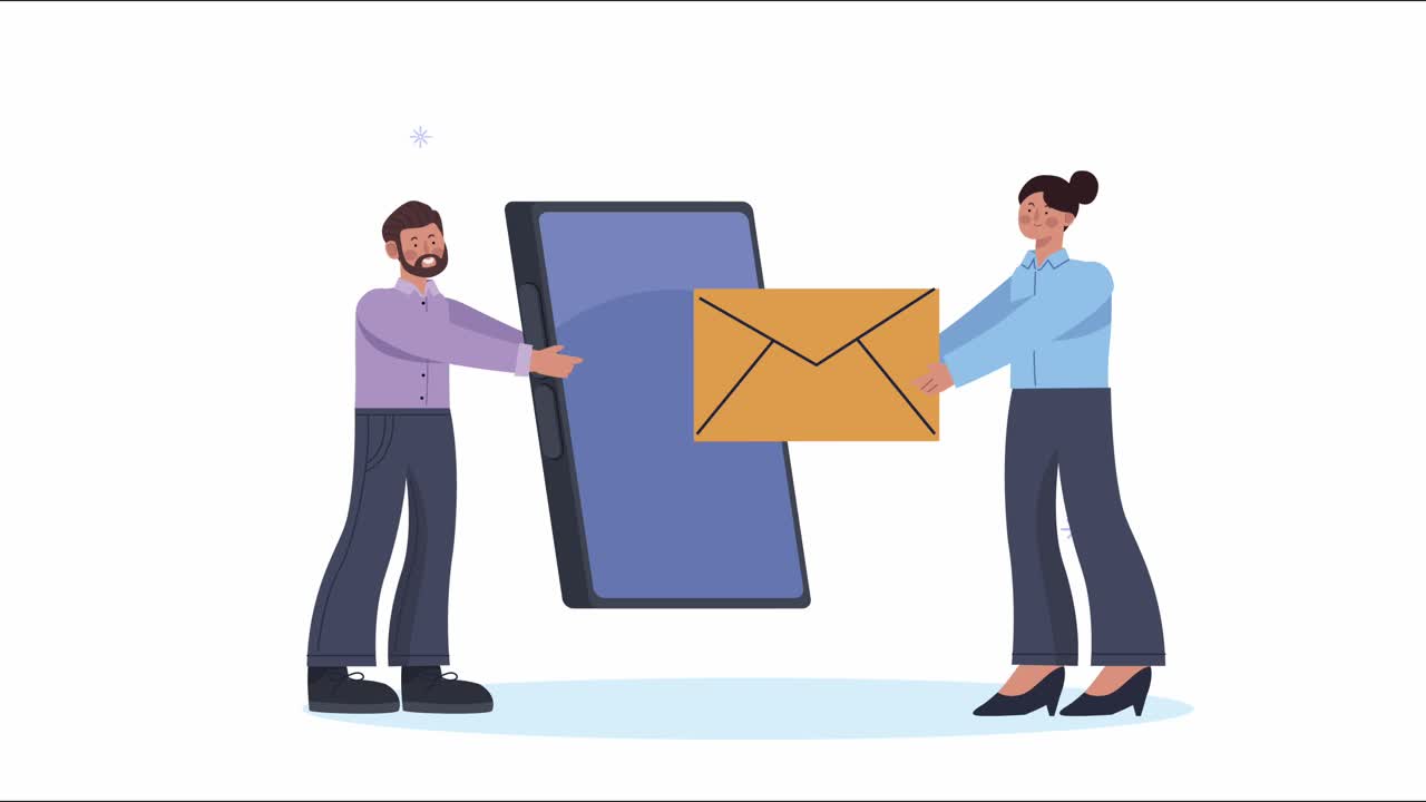 business couple with smartphone and envelope