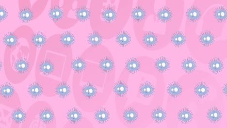 animación de iconos médicos sobre las células del virus covid 19 que se mueven