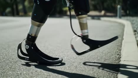 person walking with a bionic leg
