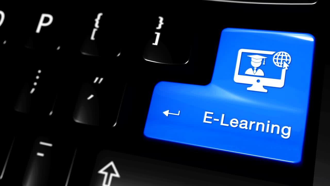컴퓨터 키보드 버튼에서 움직이는 e-learning