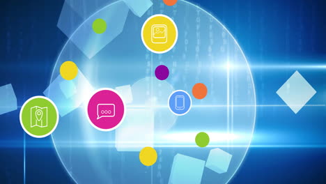 animación de iconos digitales en todo el mundo en el fondo