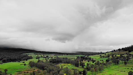 aerial time-lapse over luciernagas hills in mexico city on overcast day