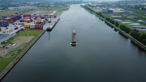 canal barge and container port