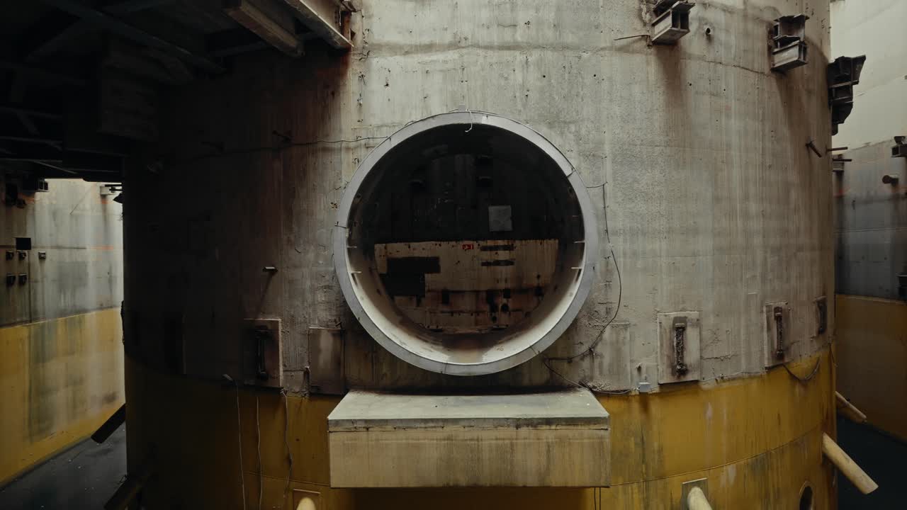 Interior View of a Derelict Industrial Concrete Structure