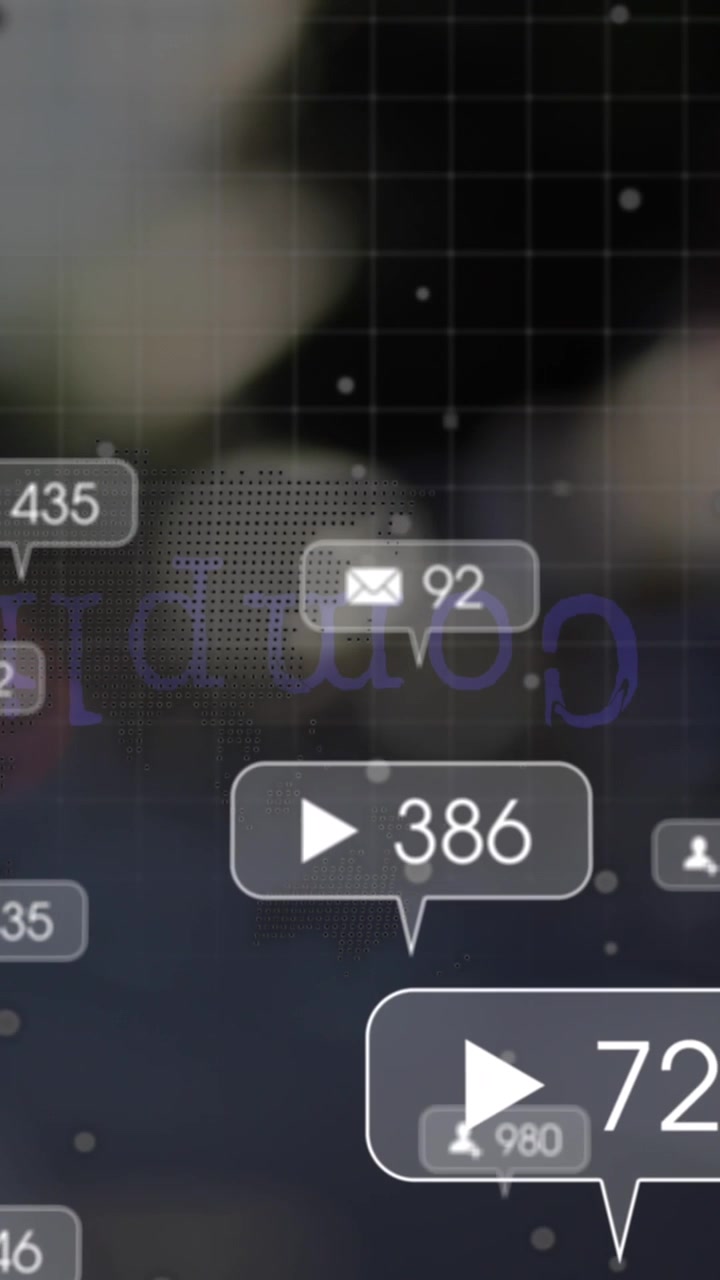 Animation of media icons and globe over light spots