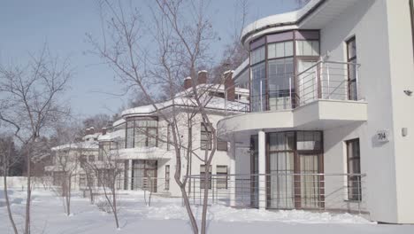 snowy residential houses