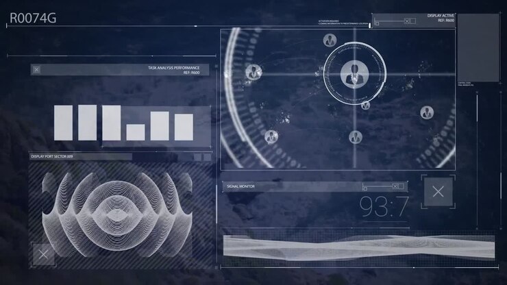 Animation of data processing over sea waves