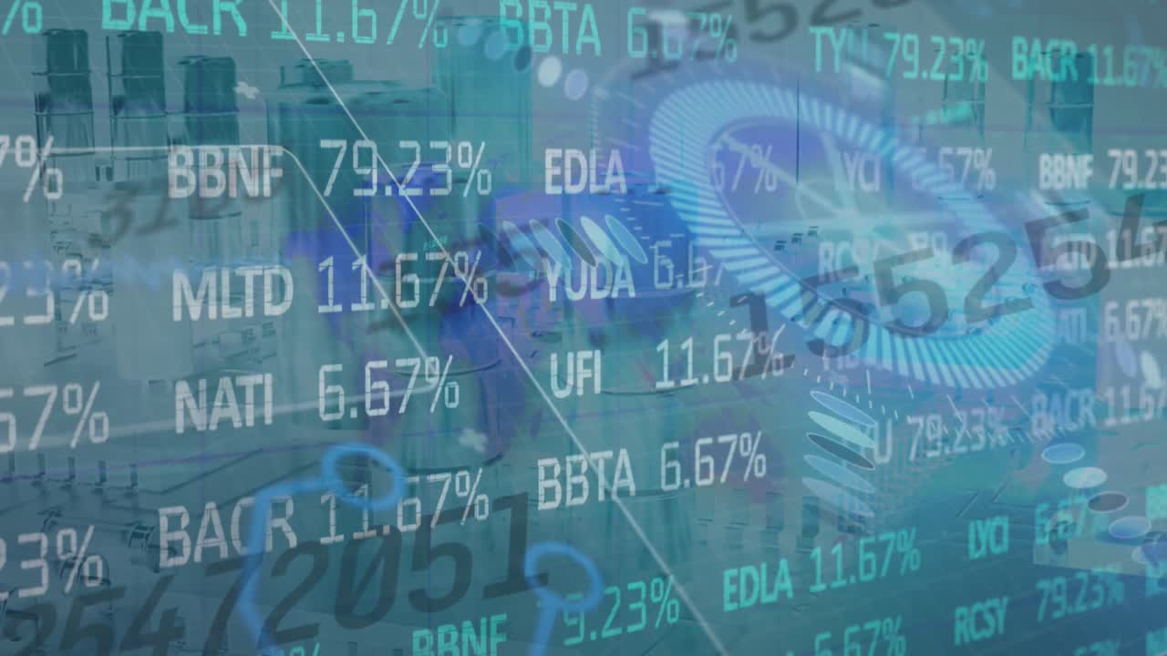 Animation of data processing over stock market