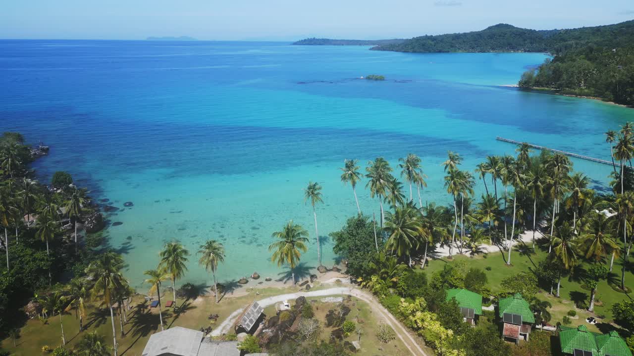 카리브해 청록색, 야자수로 둘러싸인 푸른 물