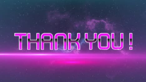 animación de gracias! texto escrito en la pantalla del videojuego parpadeando en un bucle sin fisuras