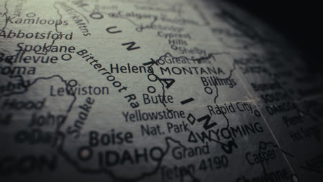 close-up of a vintage world map