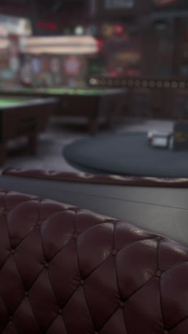 red leather booth in a pool hall