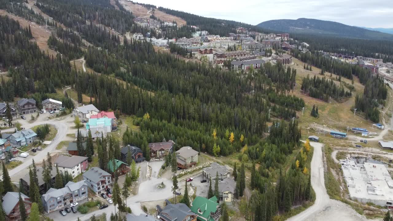Aerial View of a Mountain Resort in Autumn