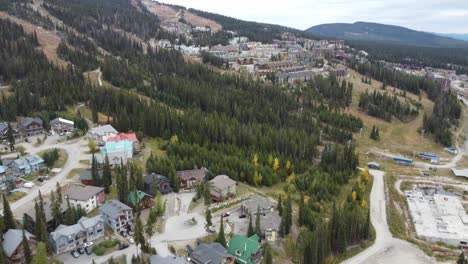 aerial view of a mountain resort in autumn