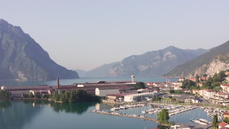 Awesome-aerial-view-of-the-Lovere-port-,Iseo-lake,Lombardy-italy