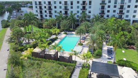aerial view of luxury resort pool in doral, florida