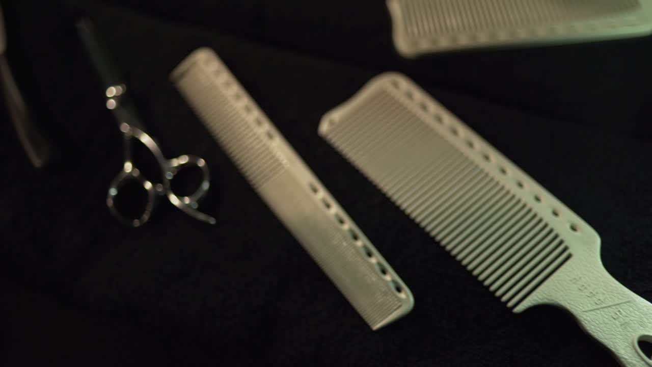 Barber Tools on a Dark Surface