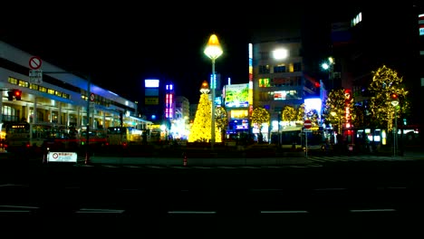 night lapse 4k near kichijouji station wide shot