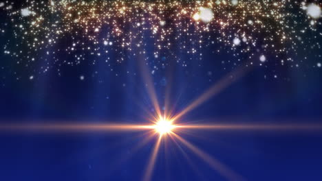 animación de puntos de luz sobre un fondo azul