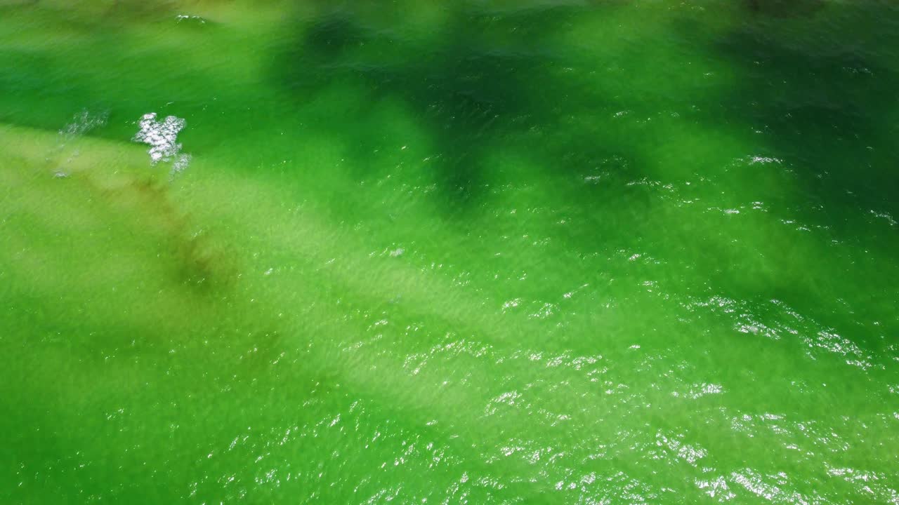 Aerial View of a Beautiful Green Ocean Beach