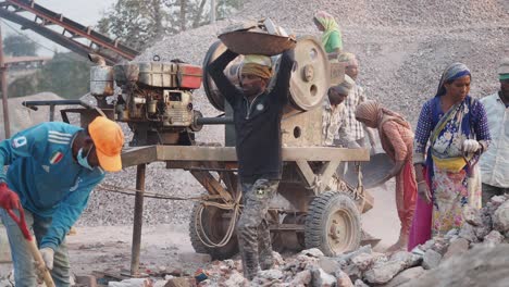 construction workers at a quarry site