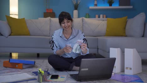 home office worker woman counting money funny and funny.