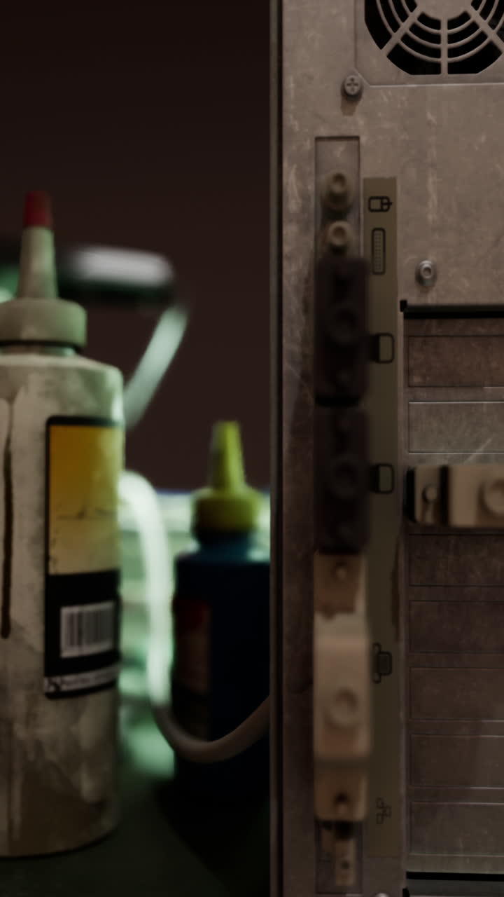 close up di un pannello posteriore del server con porte e connettori