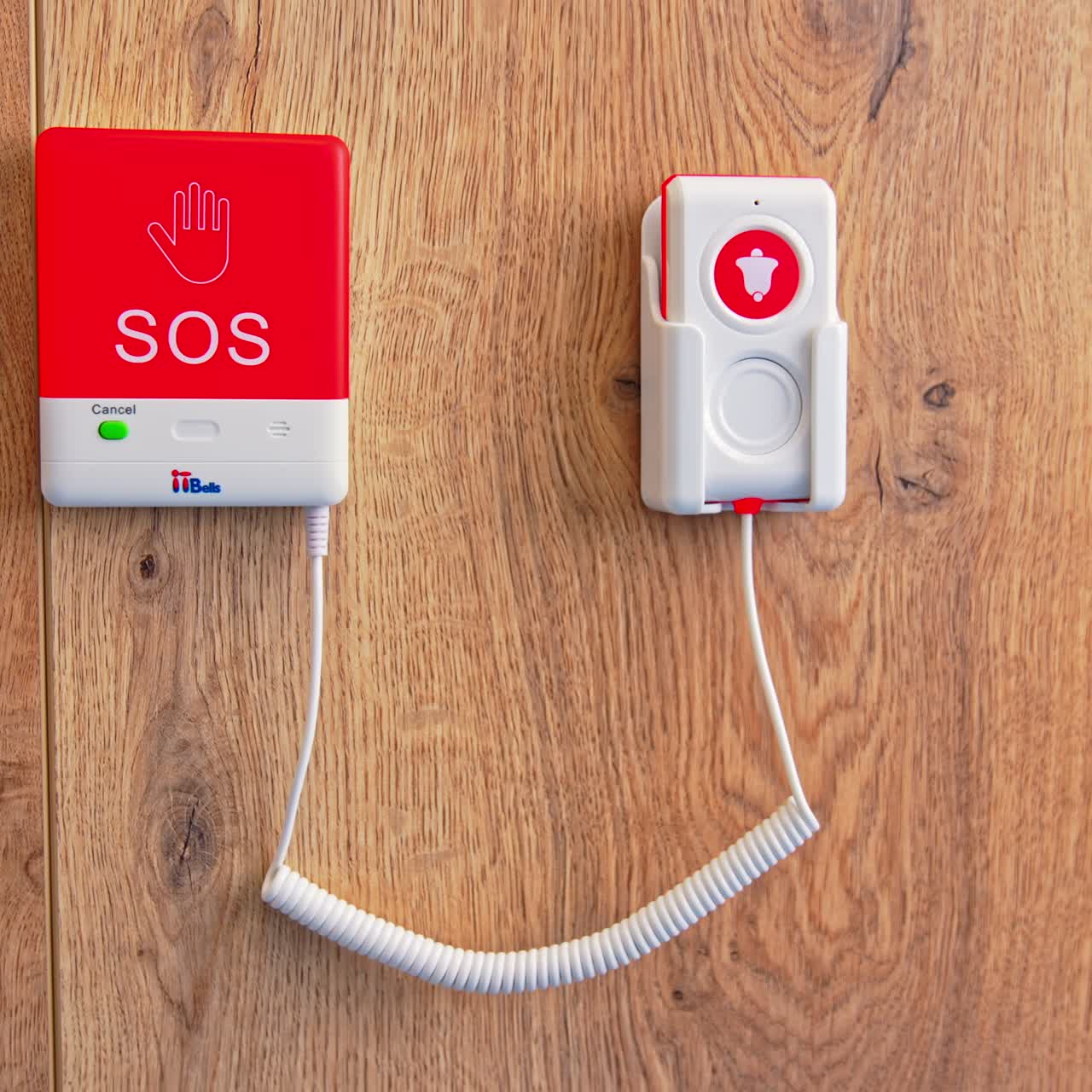Emergency SOS button on the wall near the bed in postpartum intensive care unit. Close up. Equipment in maternity hospital