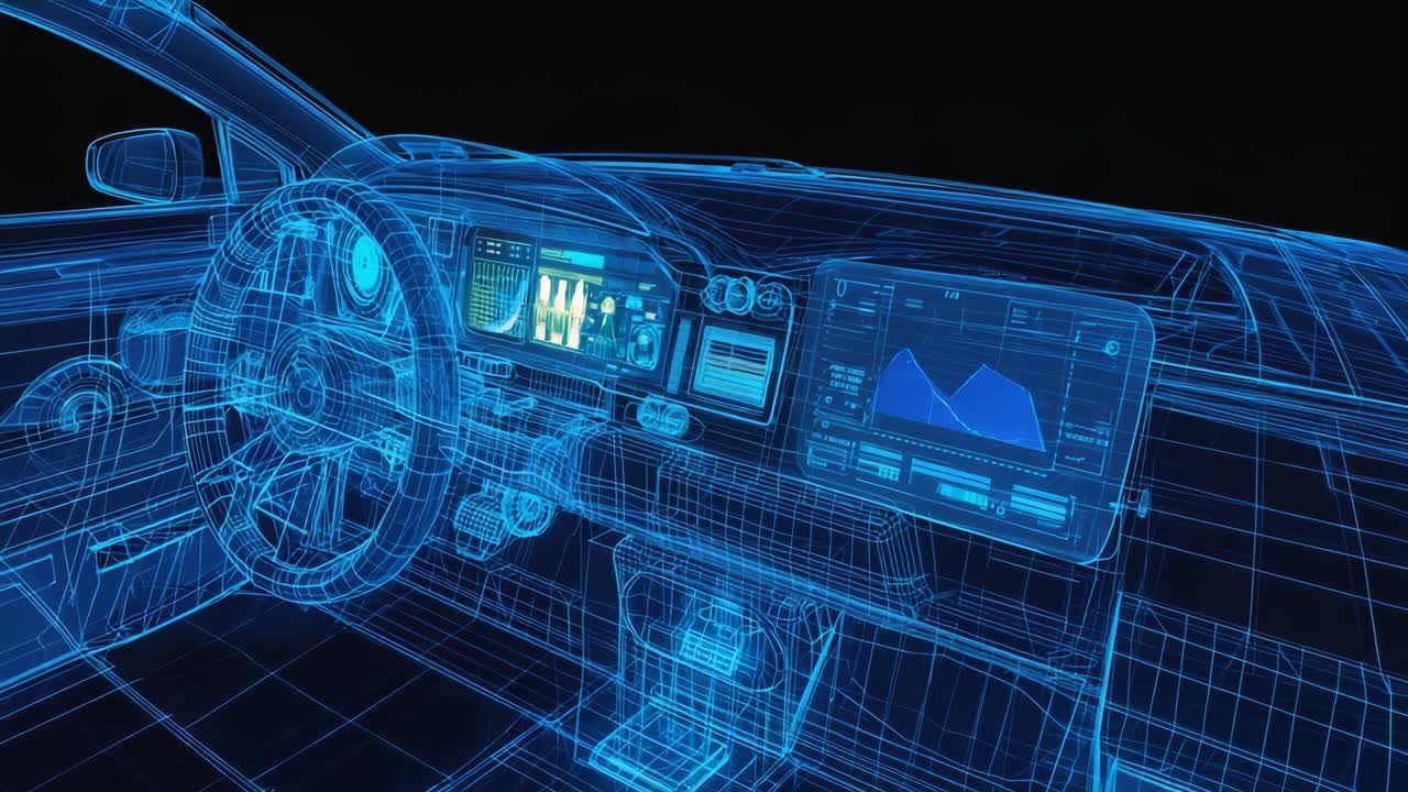 Futuristic Car Dashboard Hologram