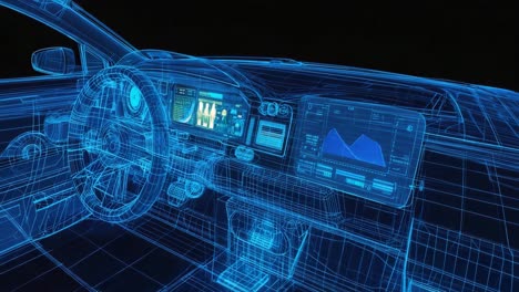 futuristic car dashboard hologram