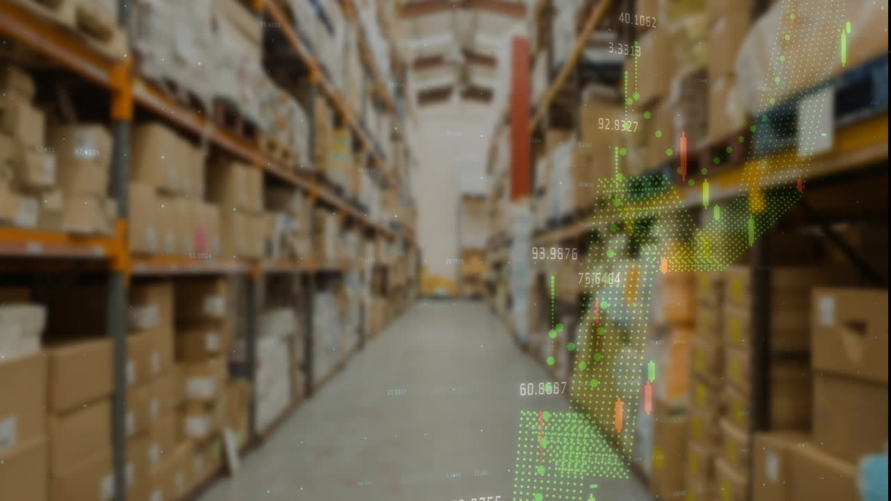 animación del procesamiento de datos sobre el almacén