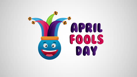 happy fools day card with crazy emoji and buffoon hat