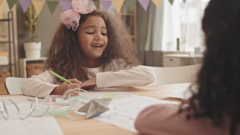 cute mixed-race girl coloring picture