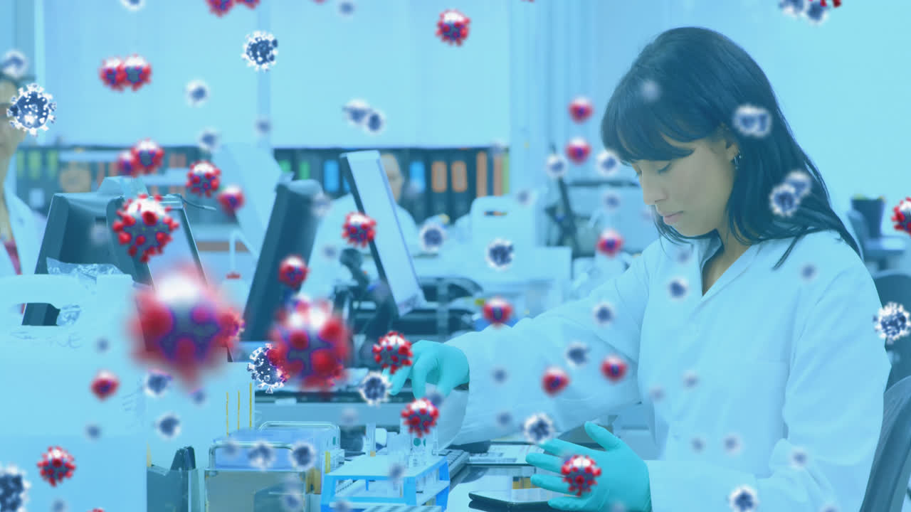 다양한 의사들에 대한 바이러스 세포의 애니메이션