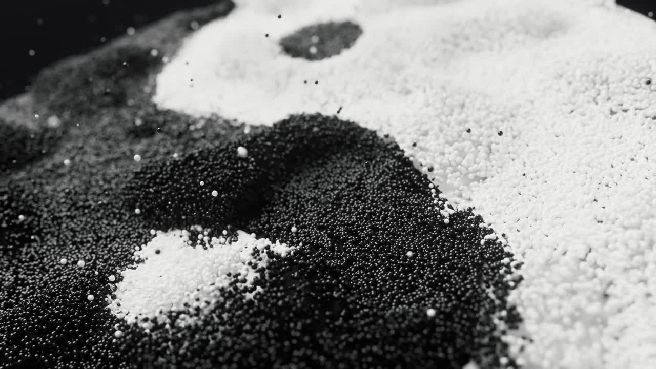 Chinese ancient taiji yin-yang pattern with flowing particles, 3d rendering.