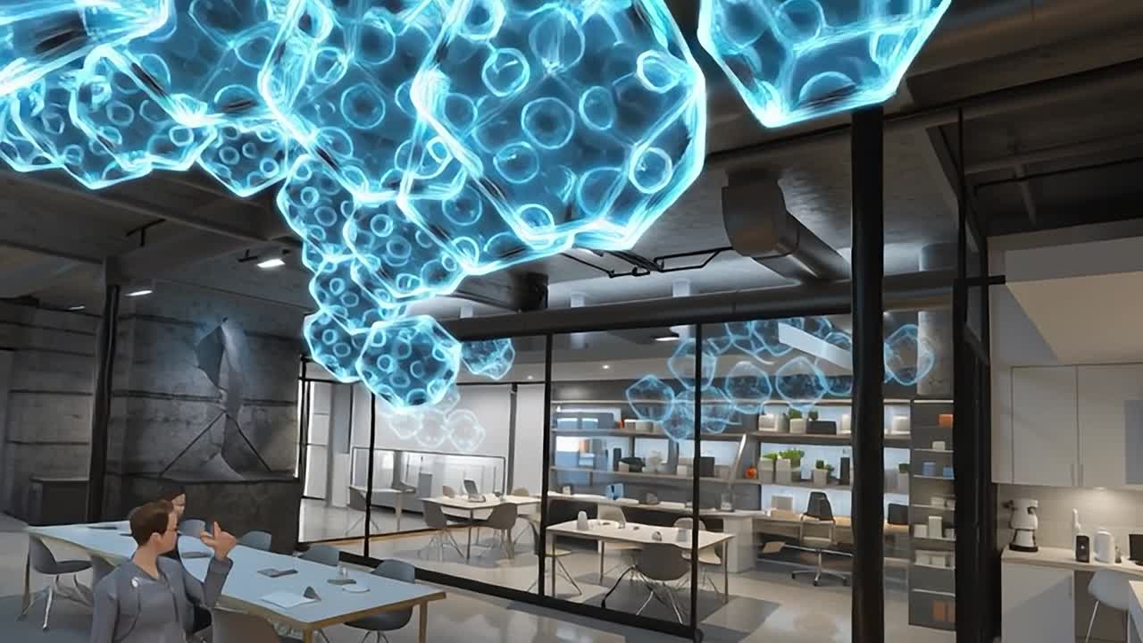 Moderne laboratorium fyldt med innovativ teknologi og videnskabelige udstillinger.